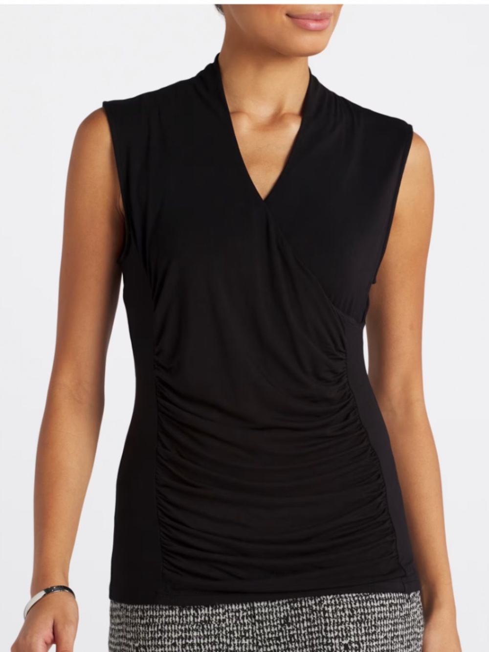 NWT Calvin Klein Black Draped Front Surplice Knit Top Small | Stitch Fix Career